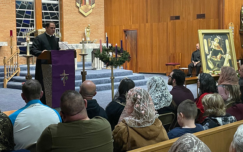 Father Donald Calloway, MIC, spoke on “Mary, the Masterpiece of God” at Immaculate Conception Parish in Park Hills Dec. 4. Father Calloway’s visit was part of a week’s worth of events to celebrate the feast of the Immaculate Conception.