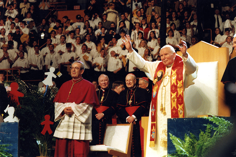 Pope John Paul II spoke to about 20,000 young people at the papal youth rally at the Kiel Center (now Enterprise Center) in St. Louis on Jan. 26, 1999.