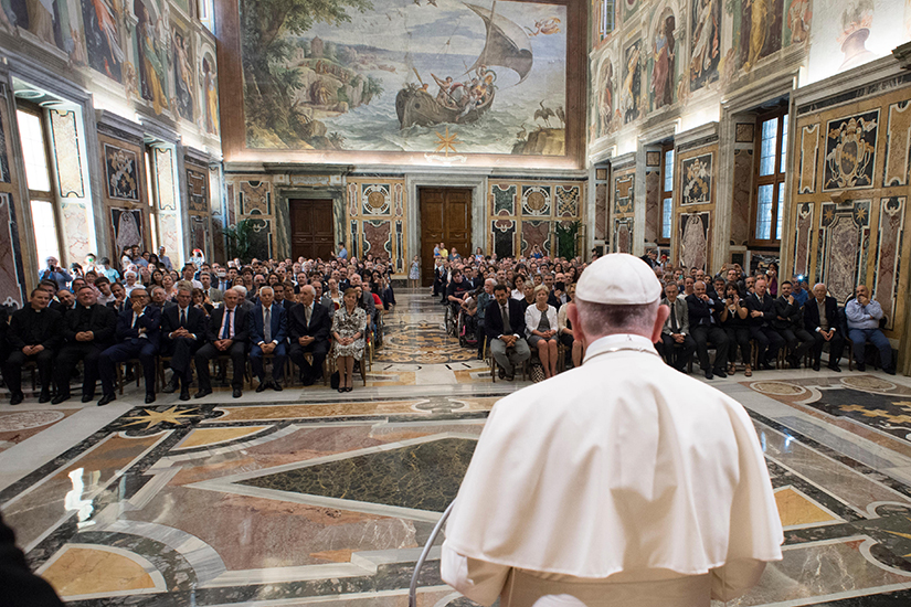 Pope Francis addressed members of Italian family associations at the Vatican June 18. In his remarks, the pope denounced abortion and said children are God’s greatest gift.