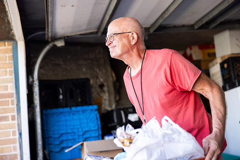 John Lavrich, a parishioner at Ascension in Chesterfield, volunteered at the St. Nicholas Food Pantry. Ascension Parish’s St. Vincent de Paul conference runs the pantry.