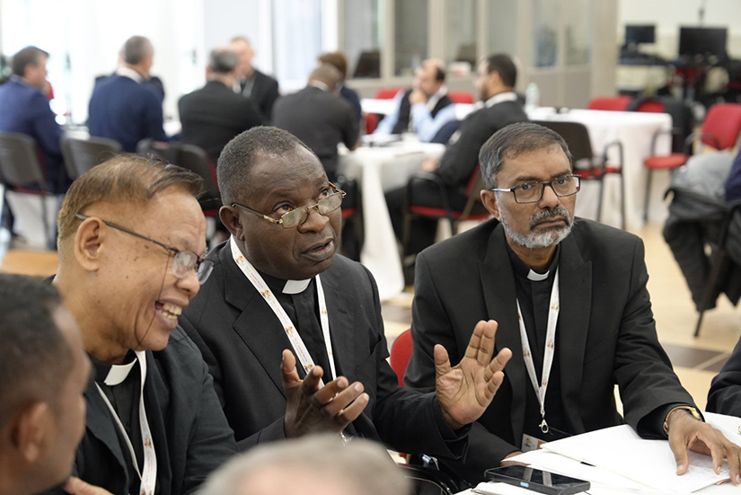 Parish priests who were part of an international gathering to provide input to the Synod of Bishops on synodality met in small groups April 29 at a retreat center in Sacrofano, outside of Rome.